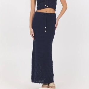 Vintage Havana Crochet Skirt in Navy